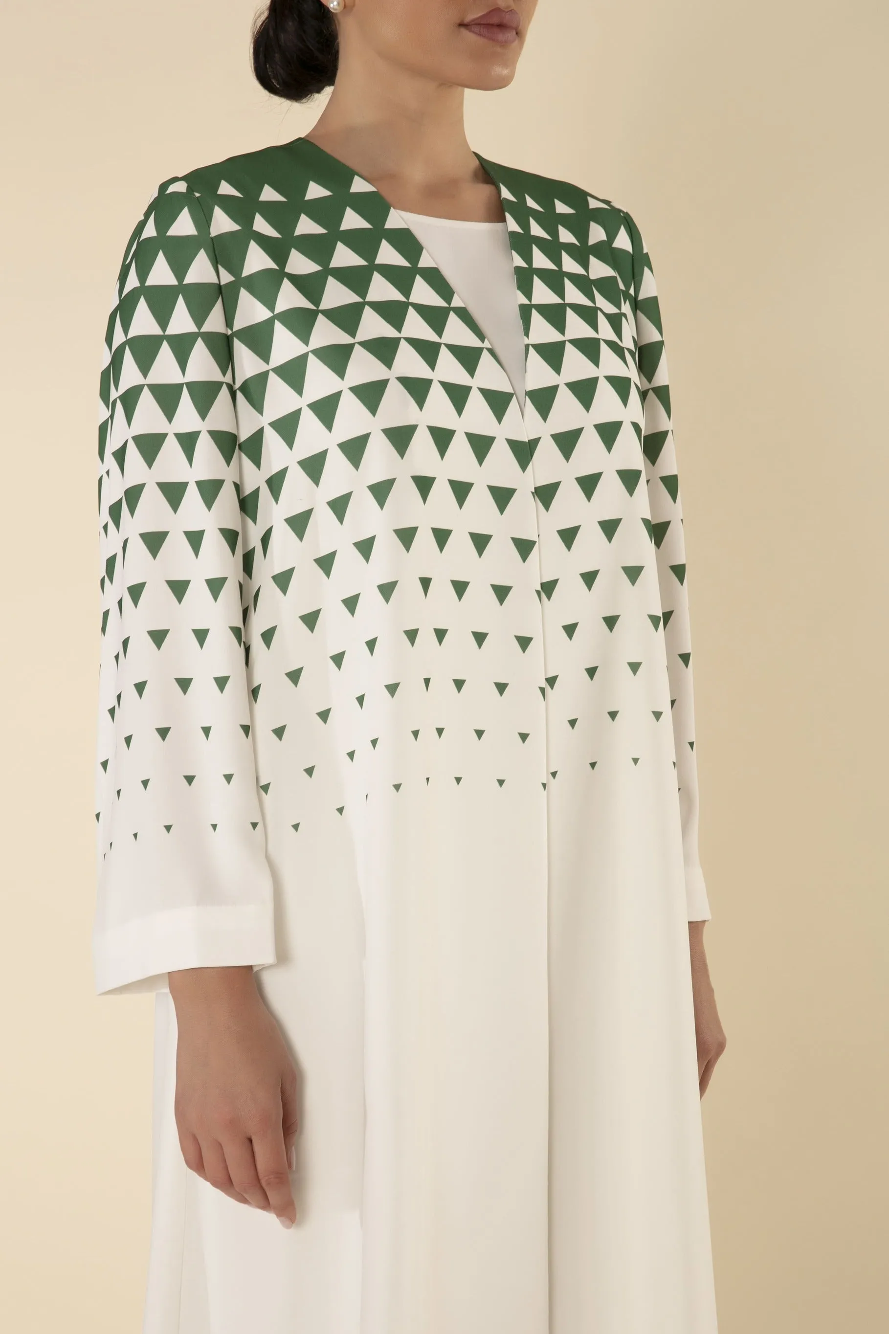 GREEN TRIANGLE PRINT ABAYA - RTW