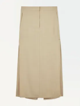 High-slit maxi pencil skirt in beige