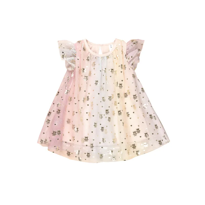 Huxbaby Angel Bear Flutter Sleeve Dress