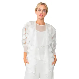 IC Collection 3D Polka Dot Draped Cardigan in White - 4695J-WT