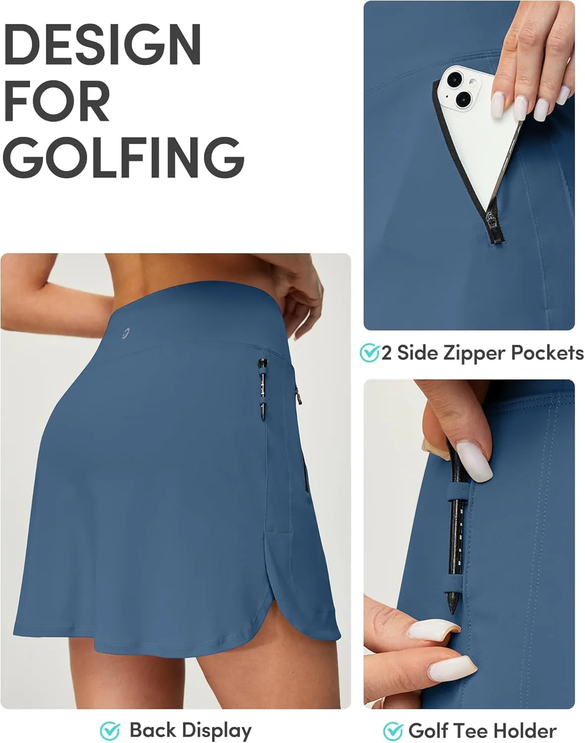IUGA High Waist Golf Skirt Tennis Skirt with 5 Pockets Skorts for Woman Athletic Skirt for Workout Casual