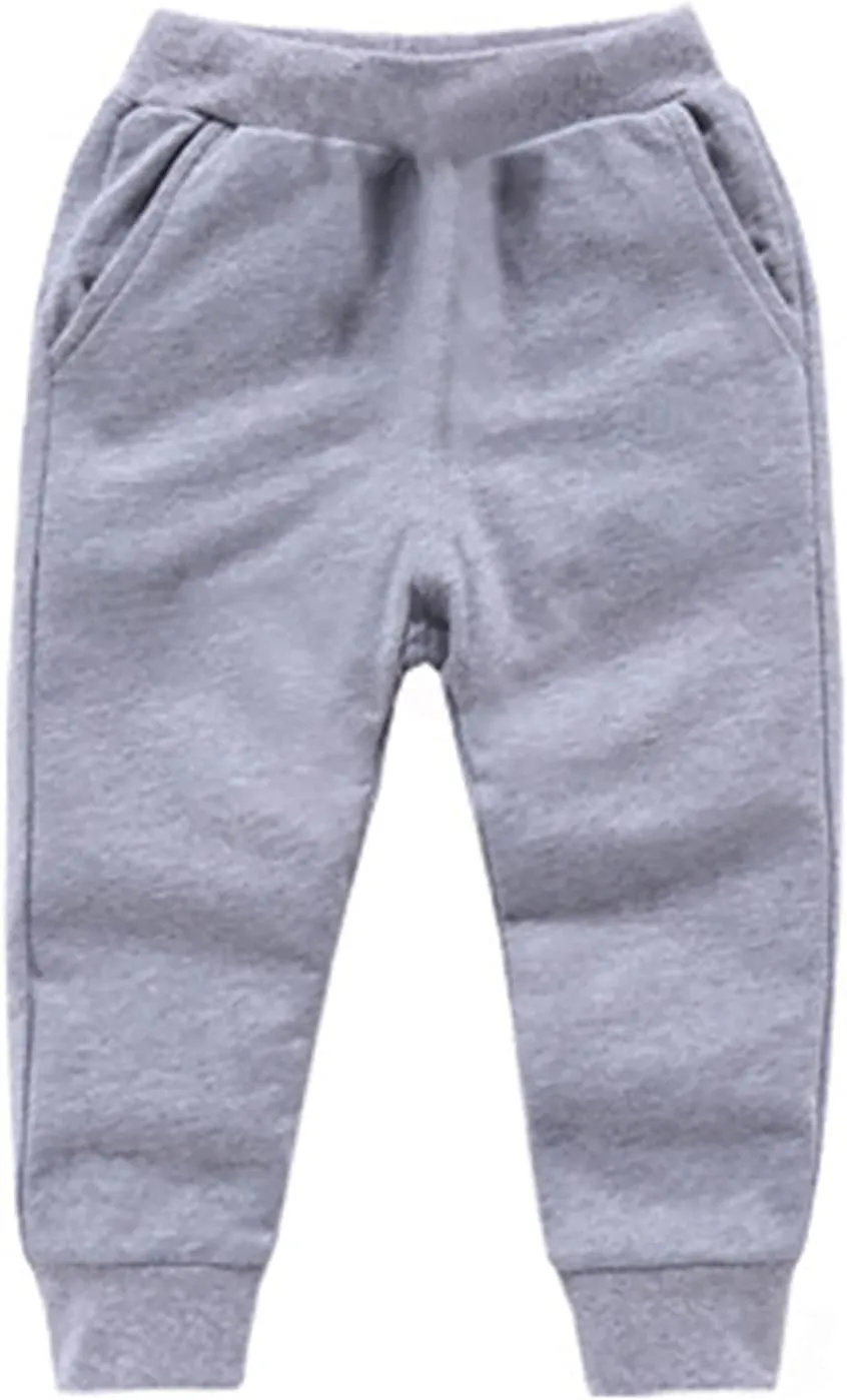 Kids Toddler Baby Boys Girls Pull on Joggers Thick Plain Baggy Sweatpants Loose Tapered Trousers Kids Fall Outfits