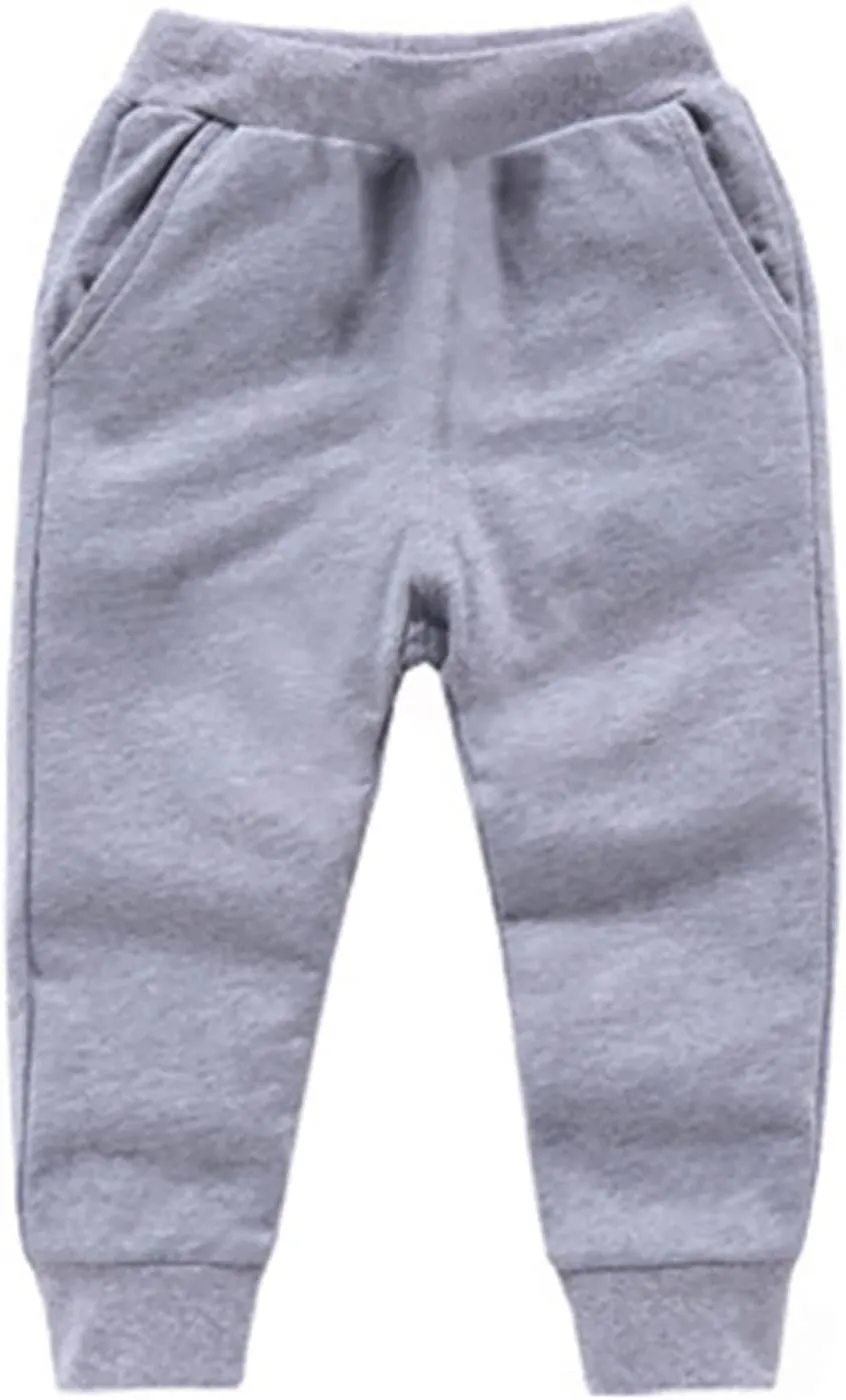 Kids Toddler Baby Boys Girls Pull on Joggers Thick Plain Baggy Sweatpants Loose Tapered Trousers Kids Fall Outfits