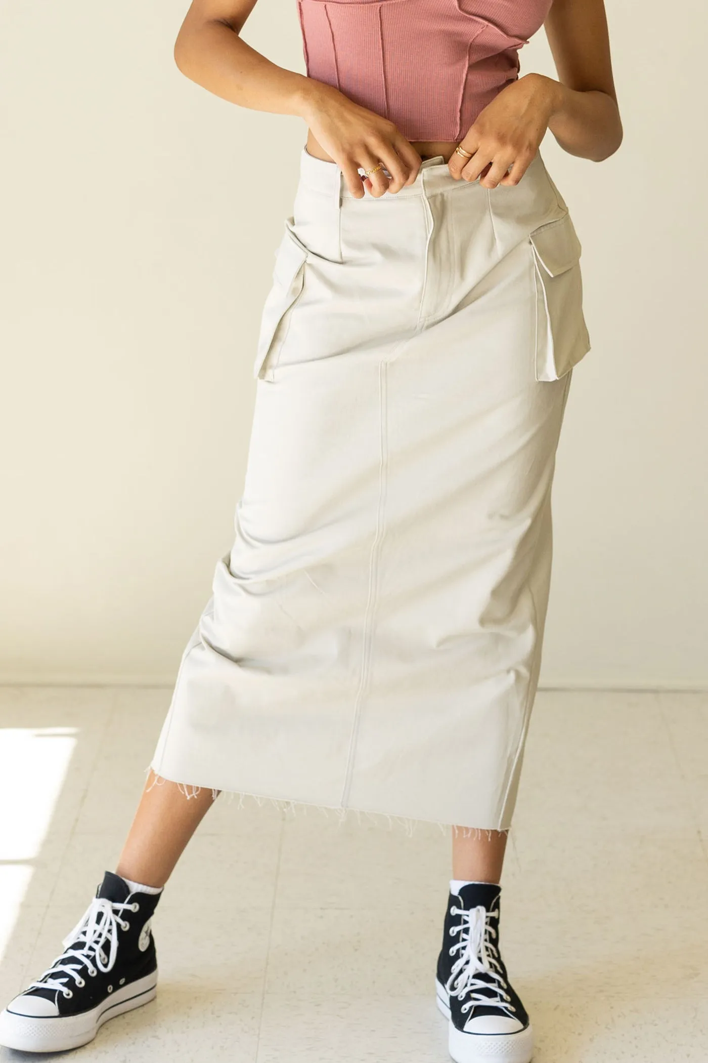 Knowing You Midi Skirt by For Good