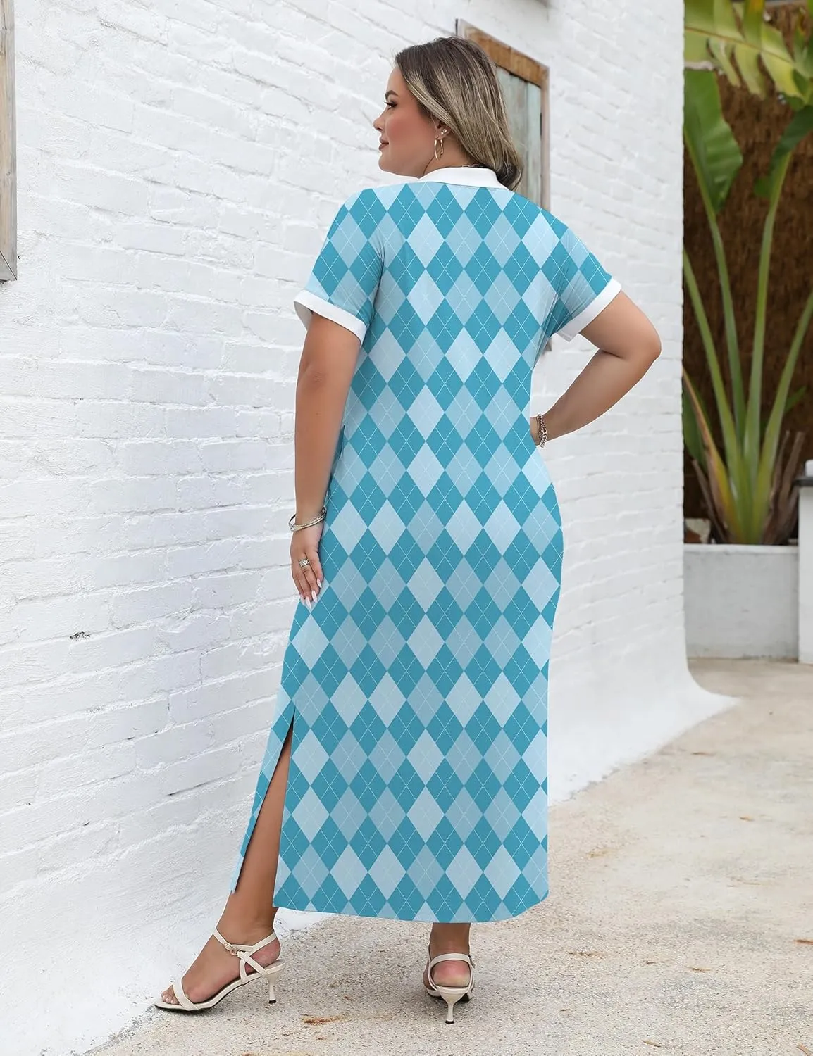 LOMON Women's Casual Vacation Dresses Striped Maxi Cruise Outfits Pocket Long Dress Summer Short Sleeve Split Dresses