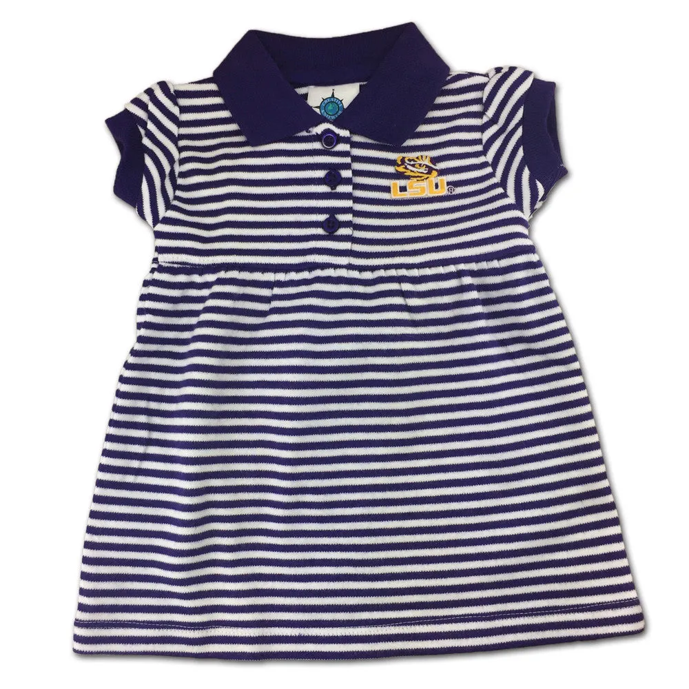 LSU Striped Polo Dress with Bloomers (0-3M Only)