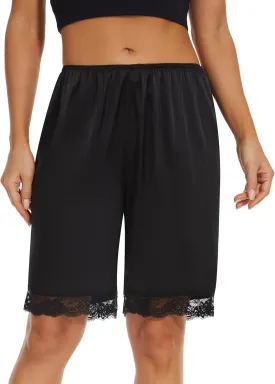 MANCYFIT Bloomers for Women Satin Pettipants for Under Dresses Culottes Slip 9" Inseam Half Slip Shorts