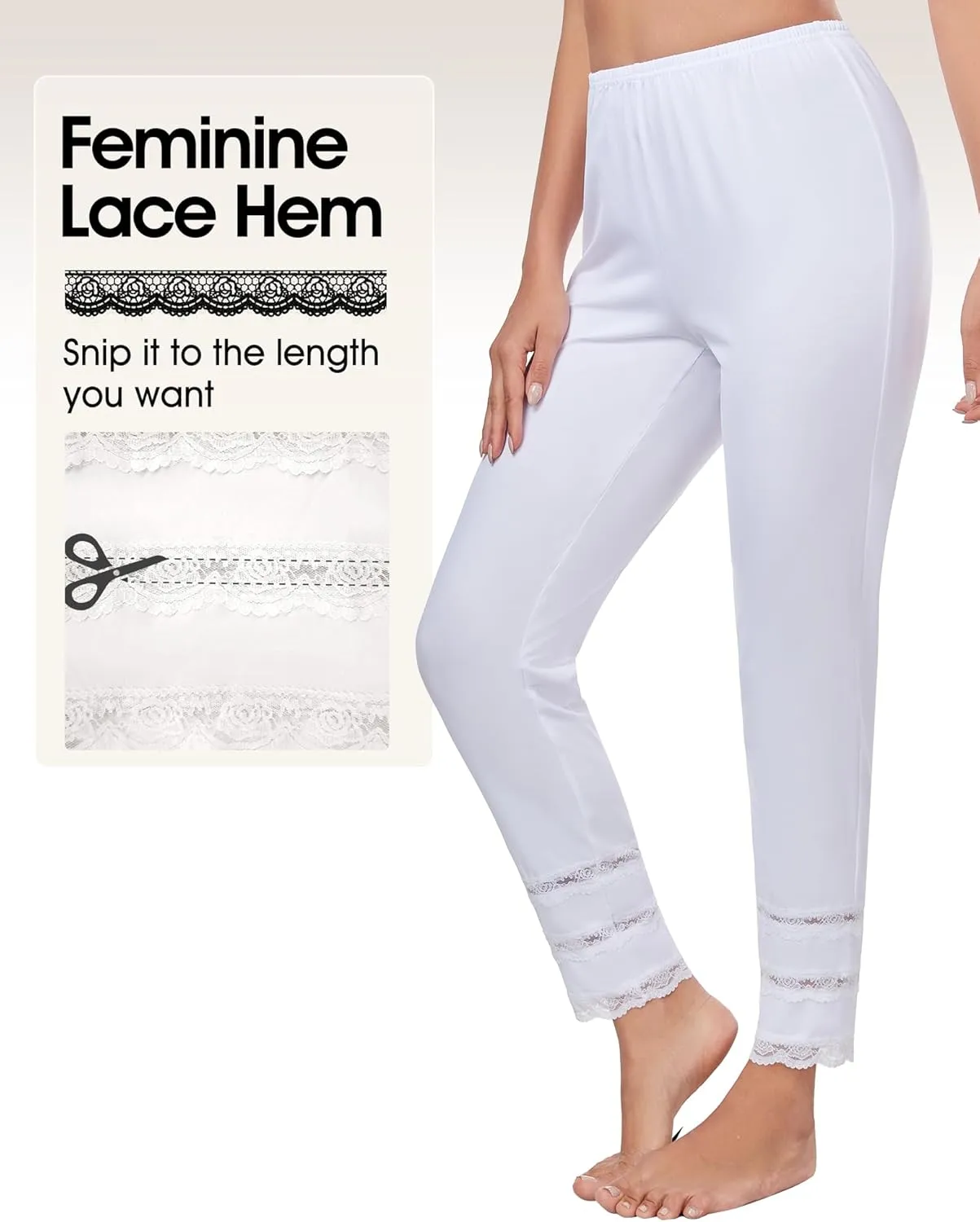 MANCYFIT Long Pettipants for Women Bottoms Culotte Bloomers Lace Snip-it Pantaloons