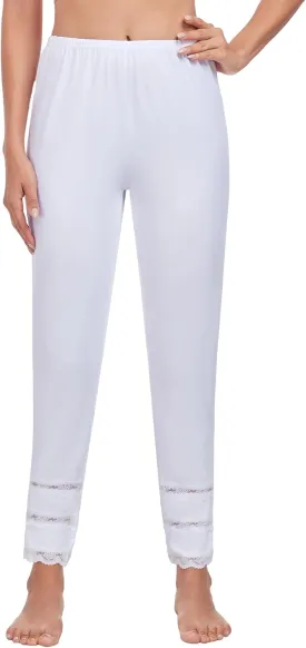MANCYFIT Long Pettipants for Women Bottoms Culotte Bloomers Lace Snip-it Pantaloons