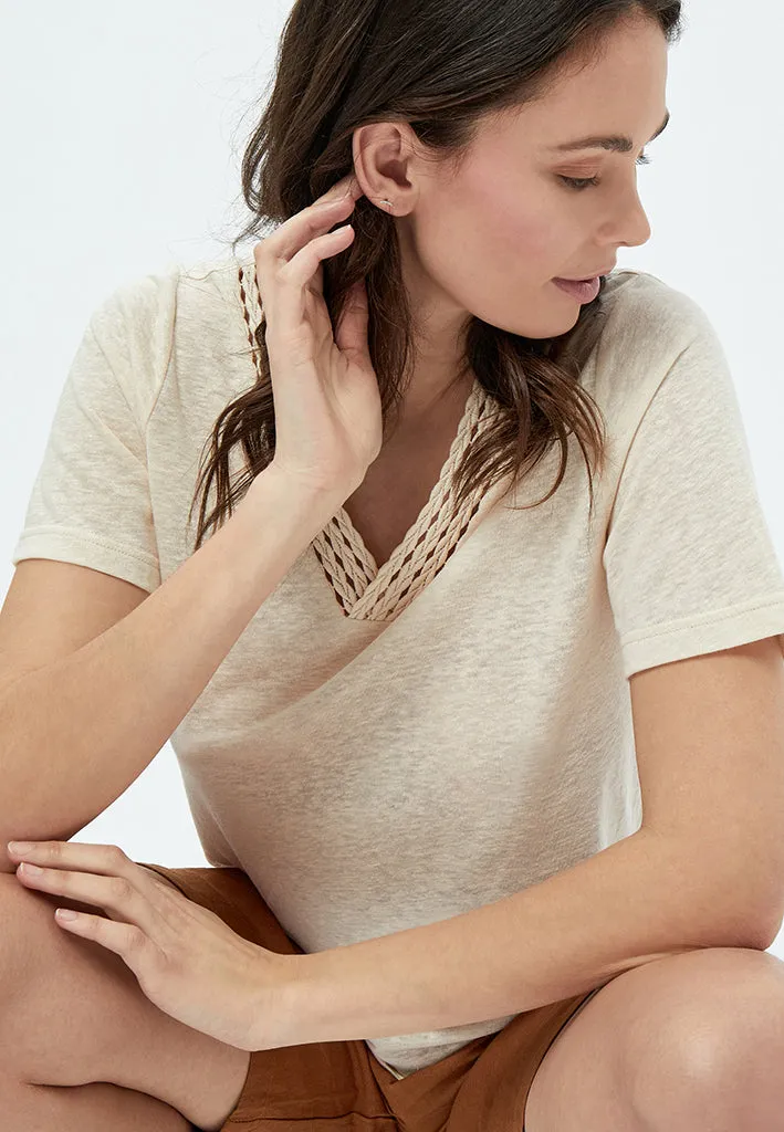 Marina Crochet T-Shirt - Sandshell