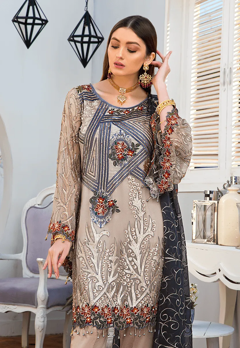 Maryam's Gold Luxury Embroidered Chiffon Collection Vol 6 – MG-70 Salvia