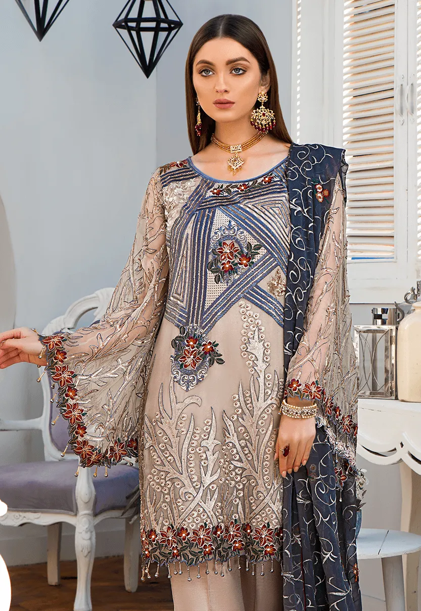 Maryam's Gold Luxury Embroidered Chiffon Collection Vol 6 – MG-70 Salvia