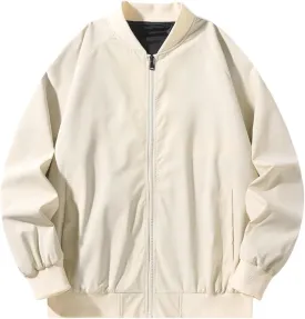 Men Bomber Jacket Lightweight Causal Flight Windbreaker Zip Up Light Track Jackets Outdoor Travel Golf Coats for Men