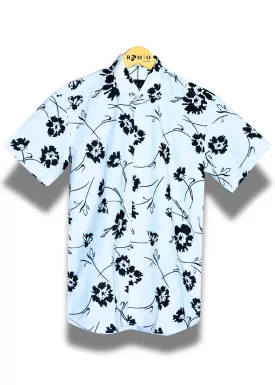Men Regular Fit Printed Spread Collar Casual Half Sleev Shirt (F26)