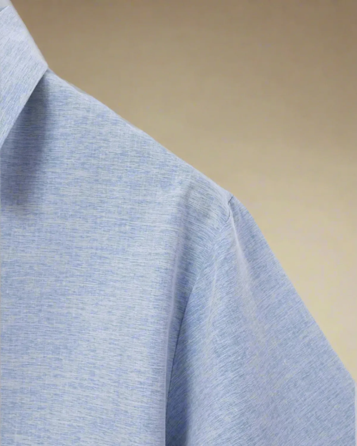 Men Short Sleeve Blue Linen Shirt