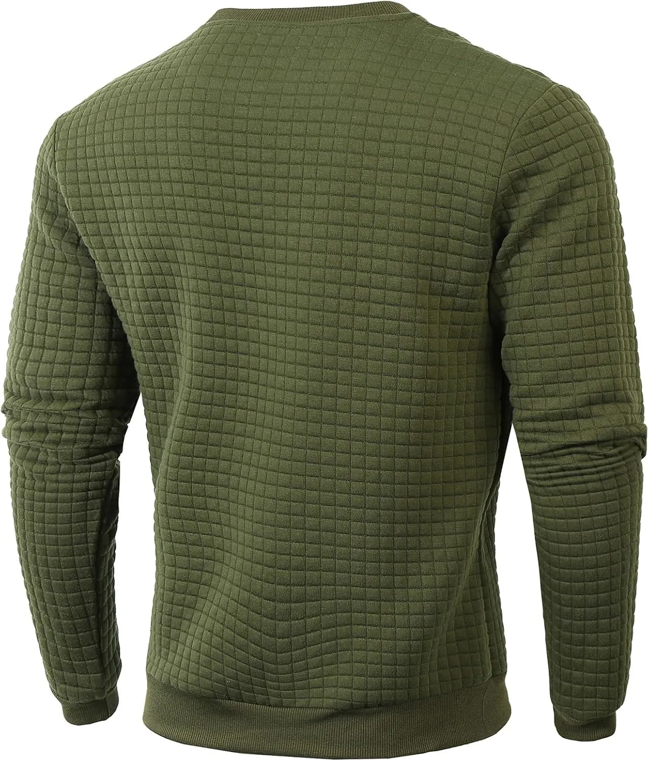 Mens Crewneck Pullover Sweatshirt Waffle Textured Long Sleeve Knitted Sweatshirts for Men