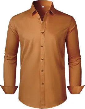 Mens Dress Shirts Long Sleeve Collared Shirt Wrinkle Resistant Formal Shirts Business Casual Button Down Shirt