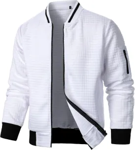 Mens Lightweight Jacket Casual Stylish Bomber Jacket Varsity Coat for Men Fall Spring Regular Fit Jackets