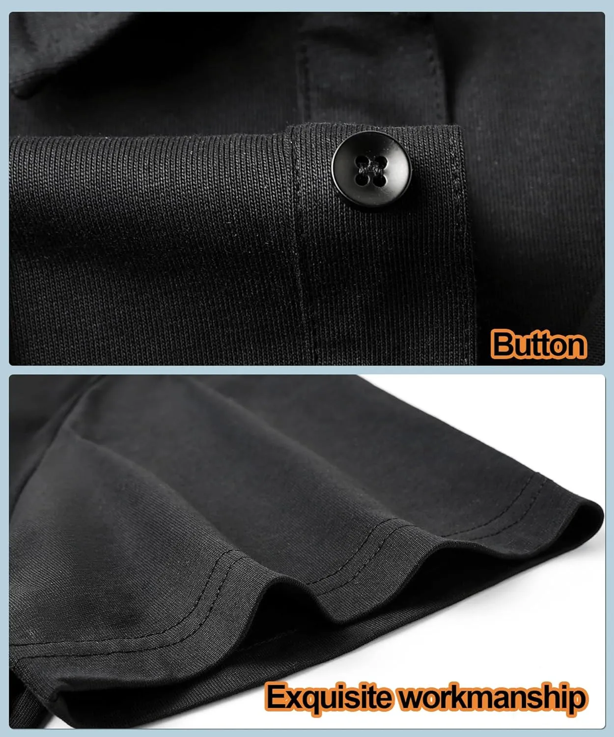 Mens Short Sleeve Polo Shirt Cotton Golf T-Shirt Work Shirts with 2 Pockets