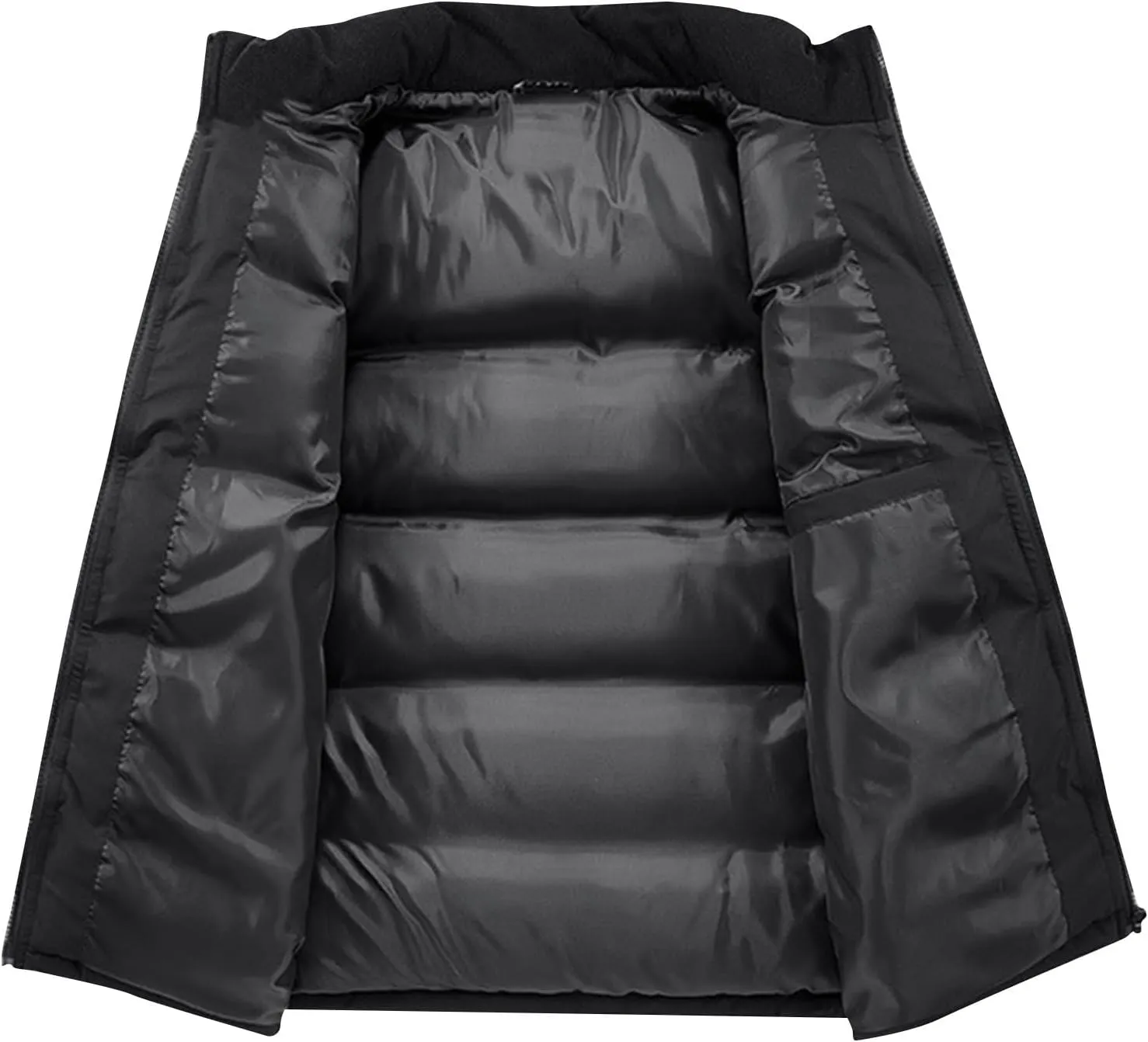 Men's Winter Outdoor Casual Quilted Padded Vest Fashion Color Block Full Zipper Stand Collar Sleeveless Jackets