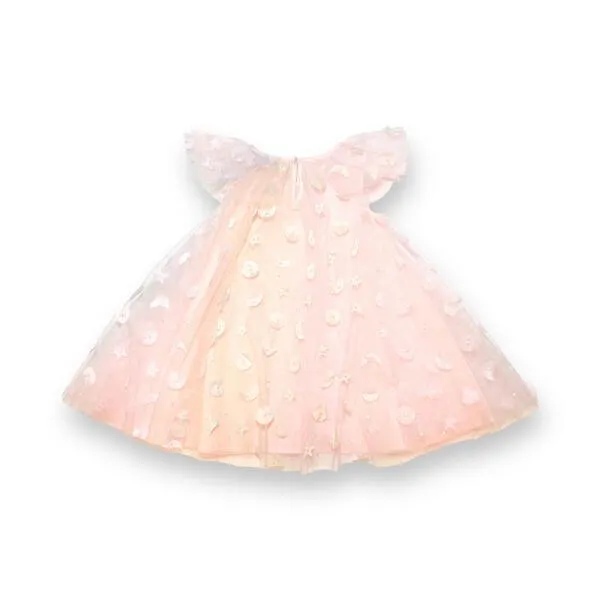 Moon & Star Embellished Mesh Dress - Pink