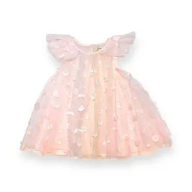 Moon & Star Embellished Mesh Dress - Pink