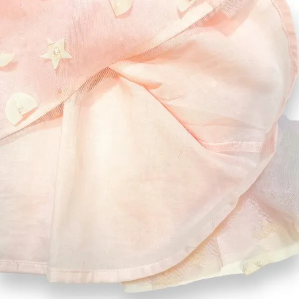 Moon & Star Embellished Mesh Dress - Pink