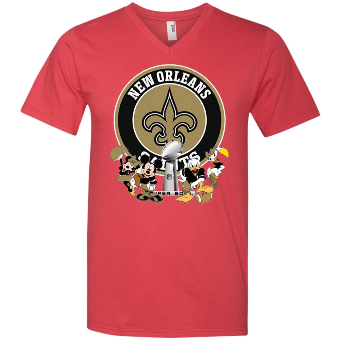 Nfl – New Orleans Saints Super Bowl 2019 Mickey Mouse Minnie Mouse Donald Duck Daisy Duck Football Men V-Neck T-Shirt