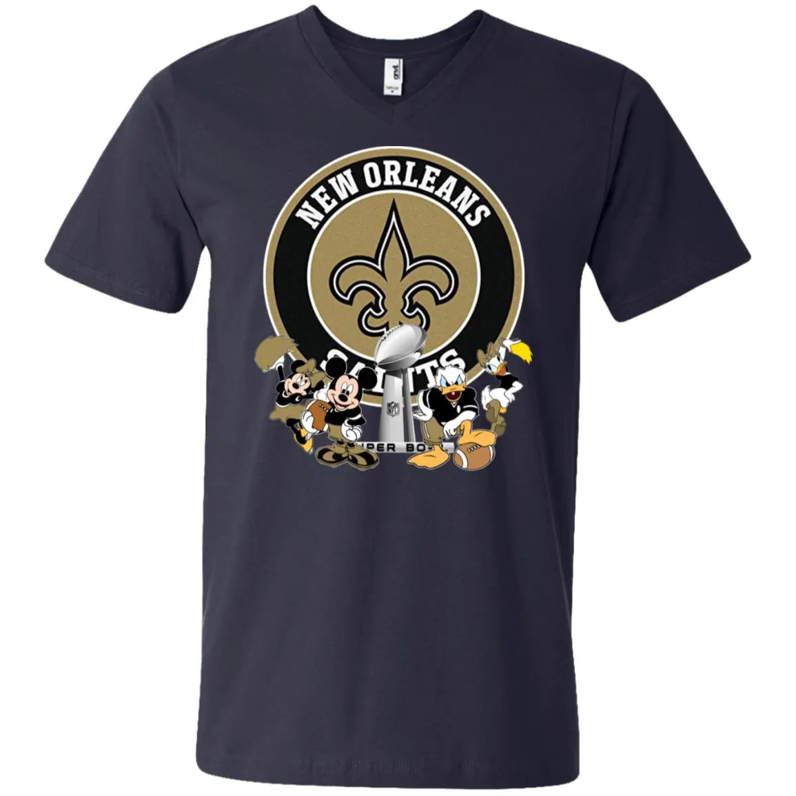 Nfl – New Orleans Saints Super Bowl 2019 Mickey Mouse Minnie Mouse Donald Duck Daisy Duck Football Men V-Neck T-Shirt