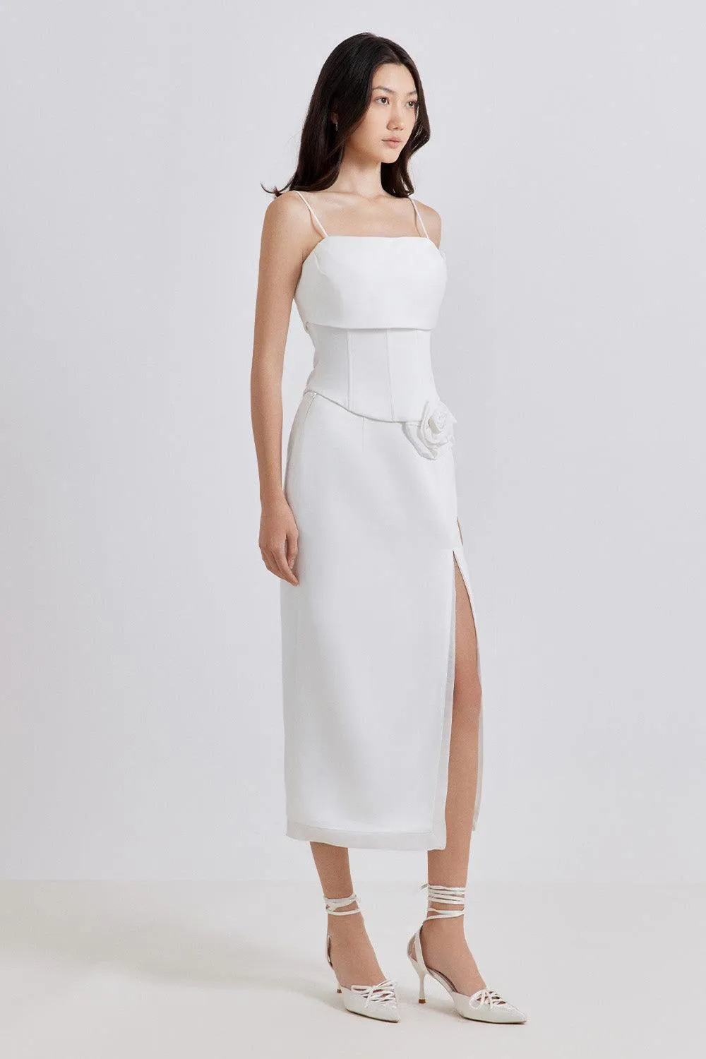 Nikin Slit Zipper Poly Organza Midi Skirt