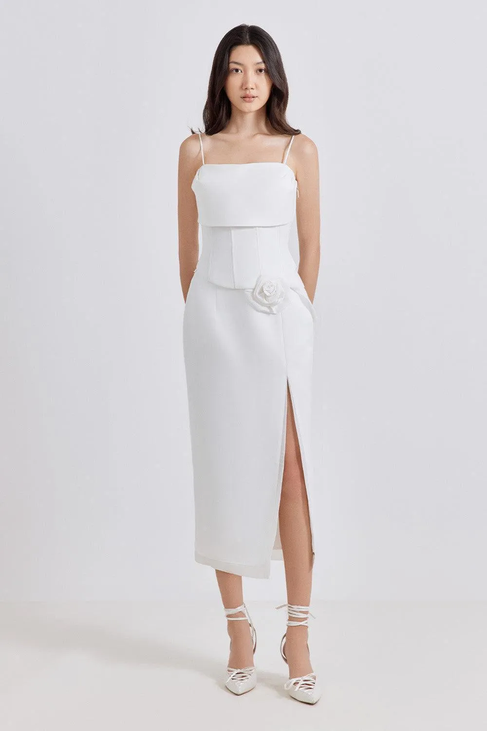 Nikin Slit Zipper Poly Organza Midi Skirt