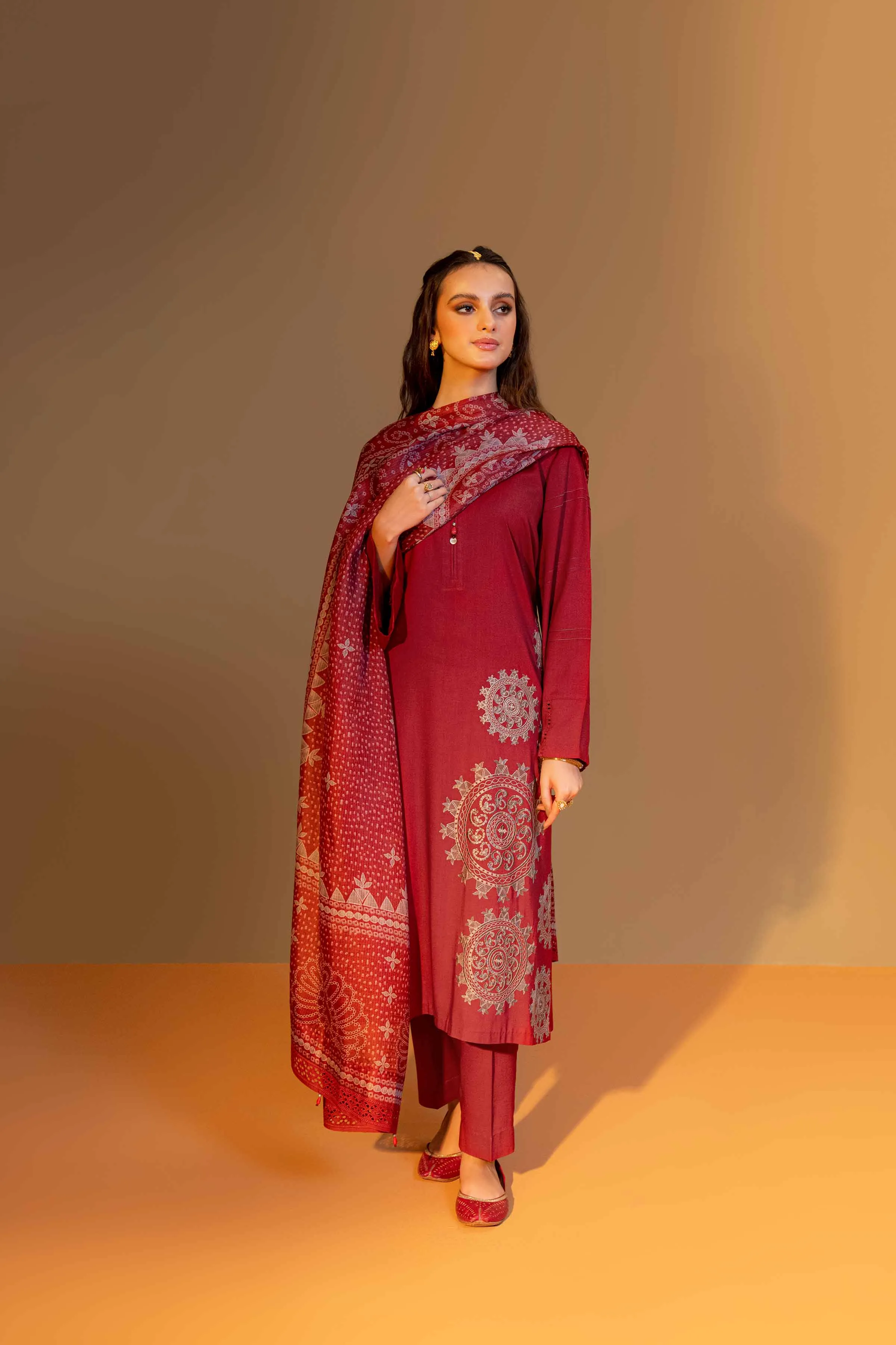 Nishat Linen Silk Collection – 3 Piece - Embroidered Suit - 42306461