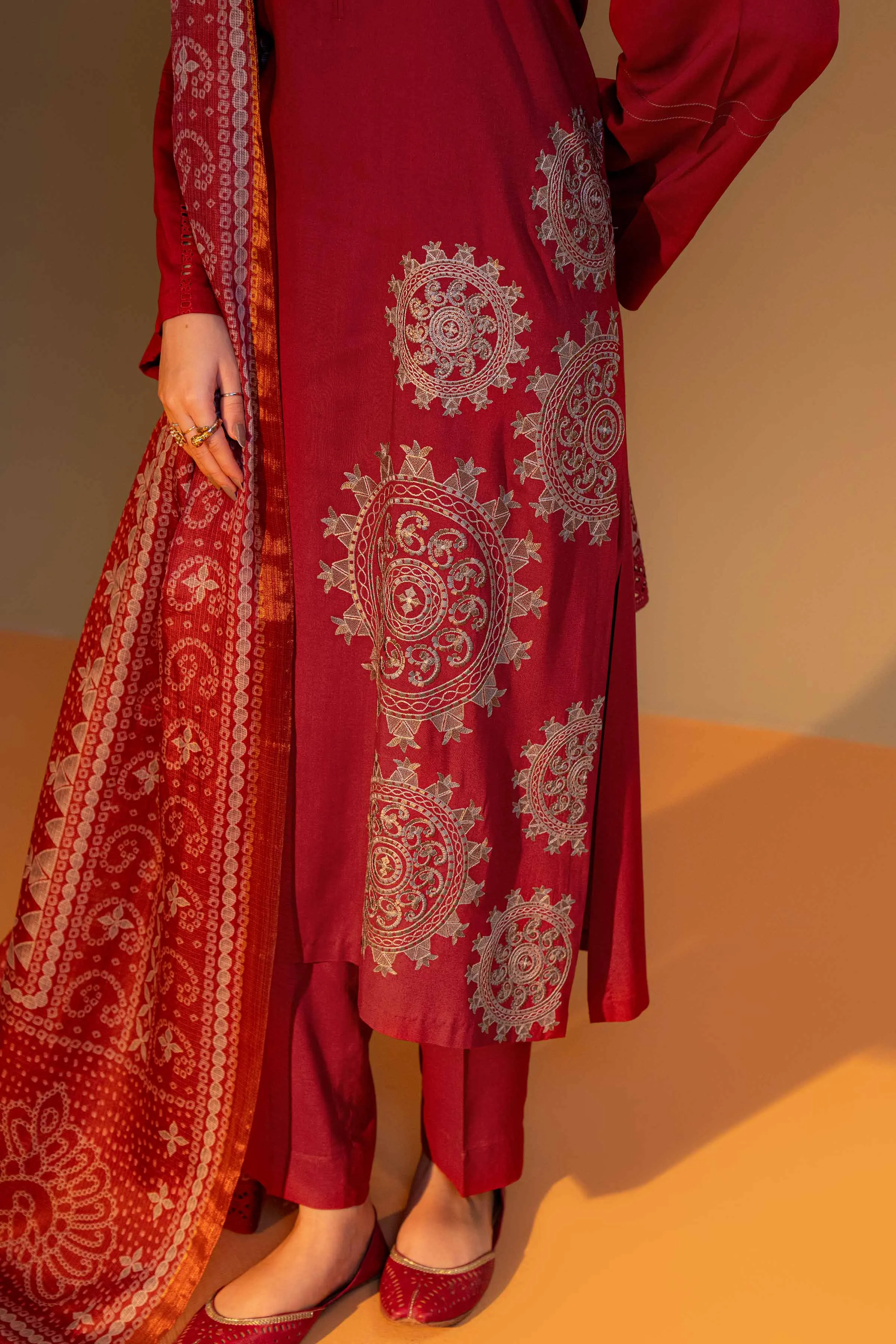 Nishat Linen Silk Collection – 3 Piece - Embroidered Suit - 42306461