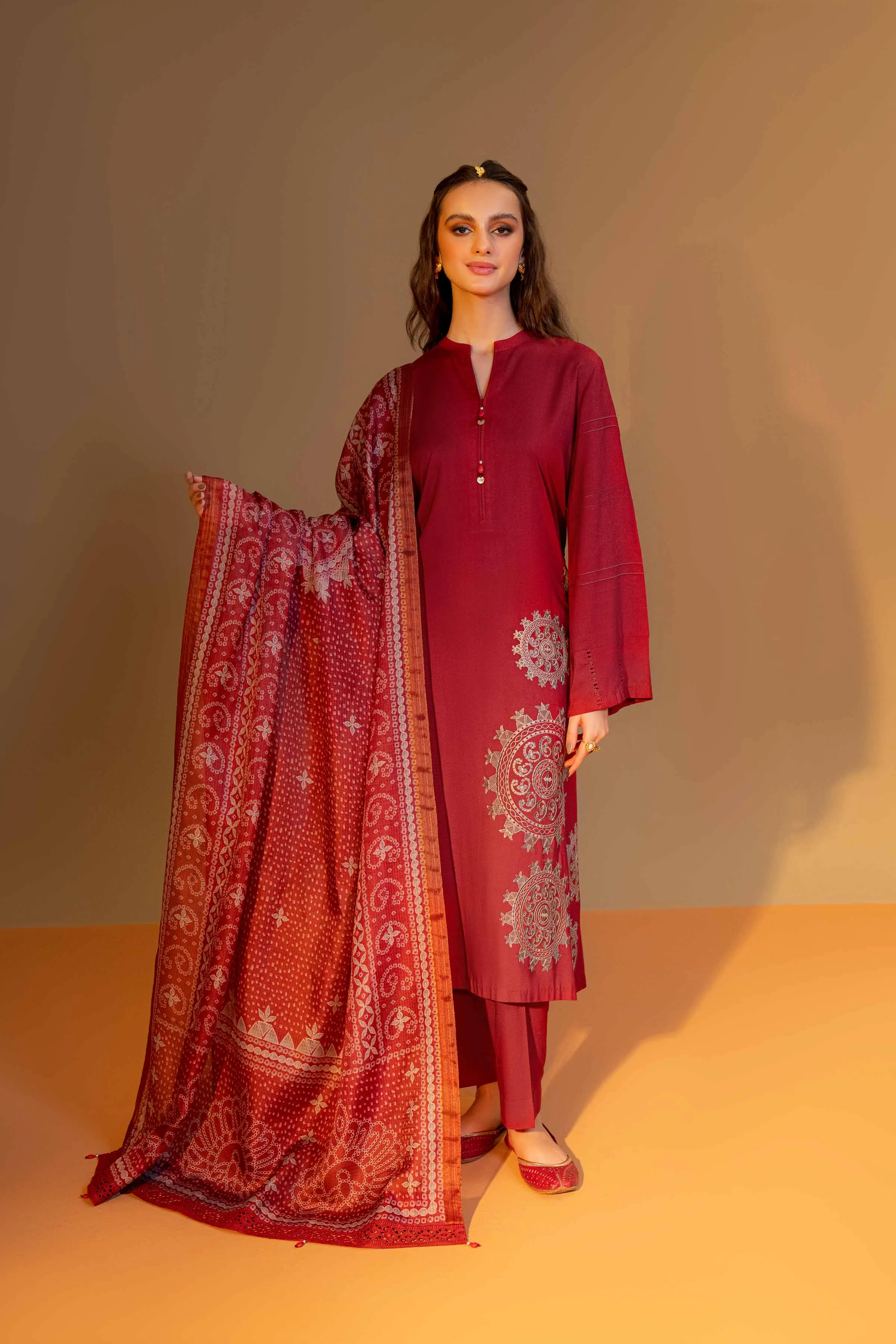 Nishat Linen Silk Collection – 3 Piece - Embroidered Suit - 42306461