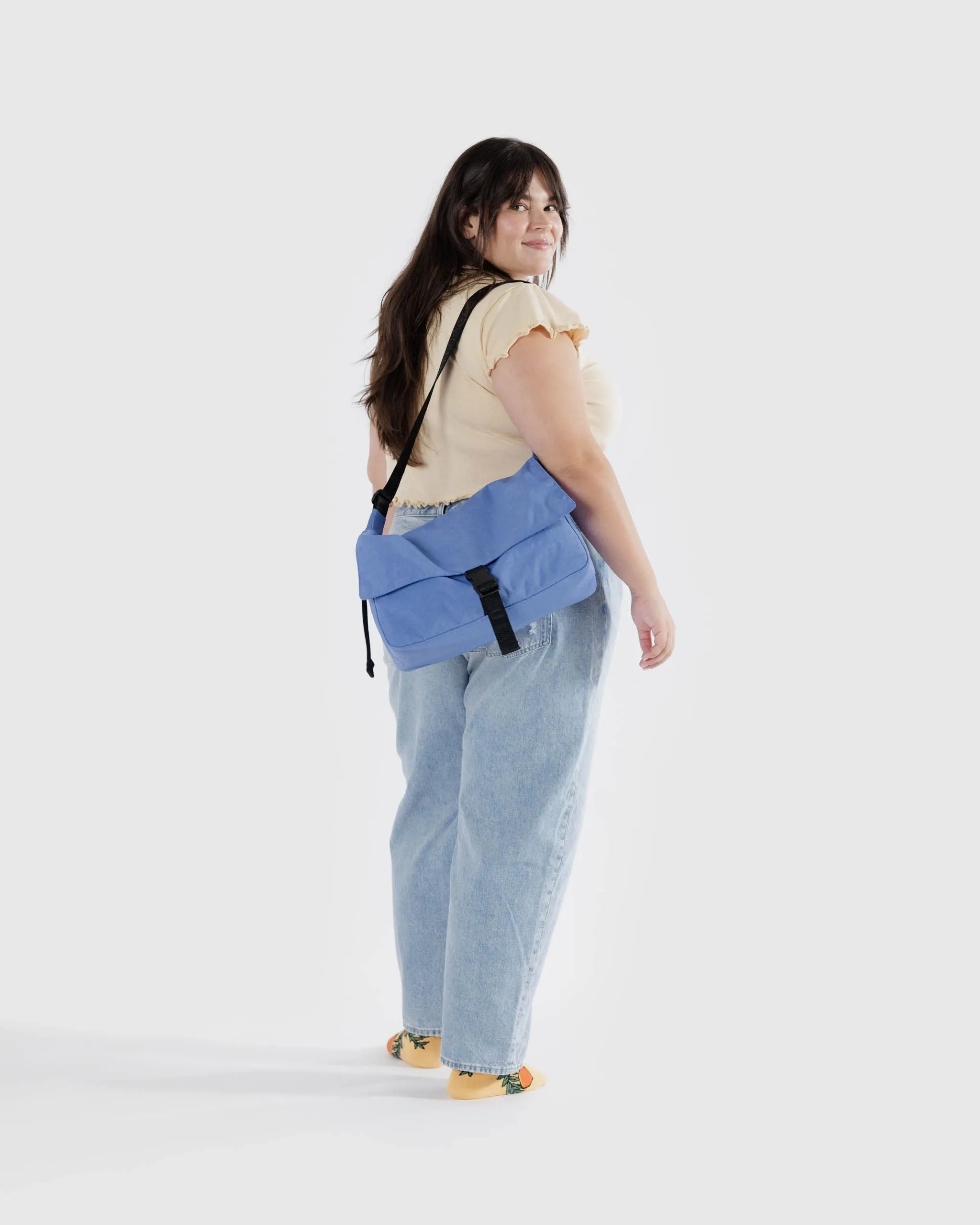 Nylon Messenger Bag - Pansy Blue