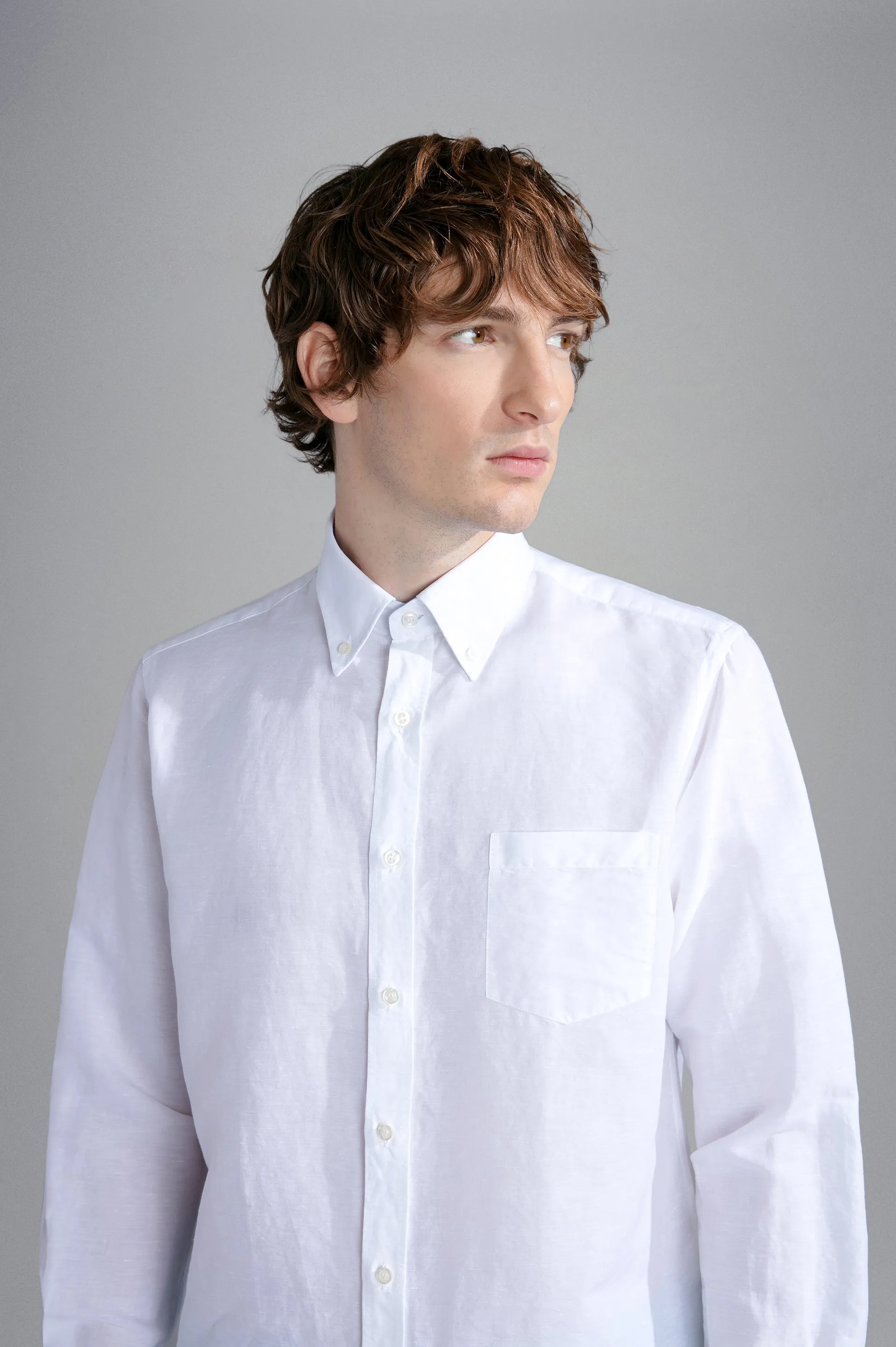 Paul & Shark Linen and Cotton Shirt | White
