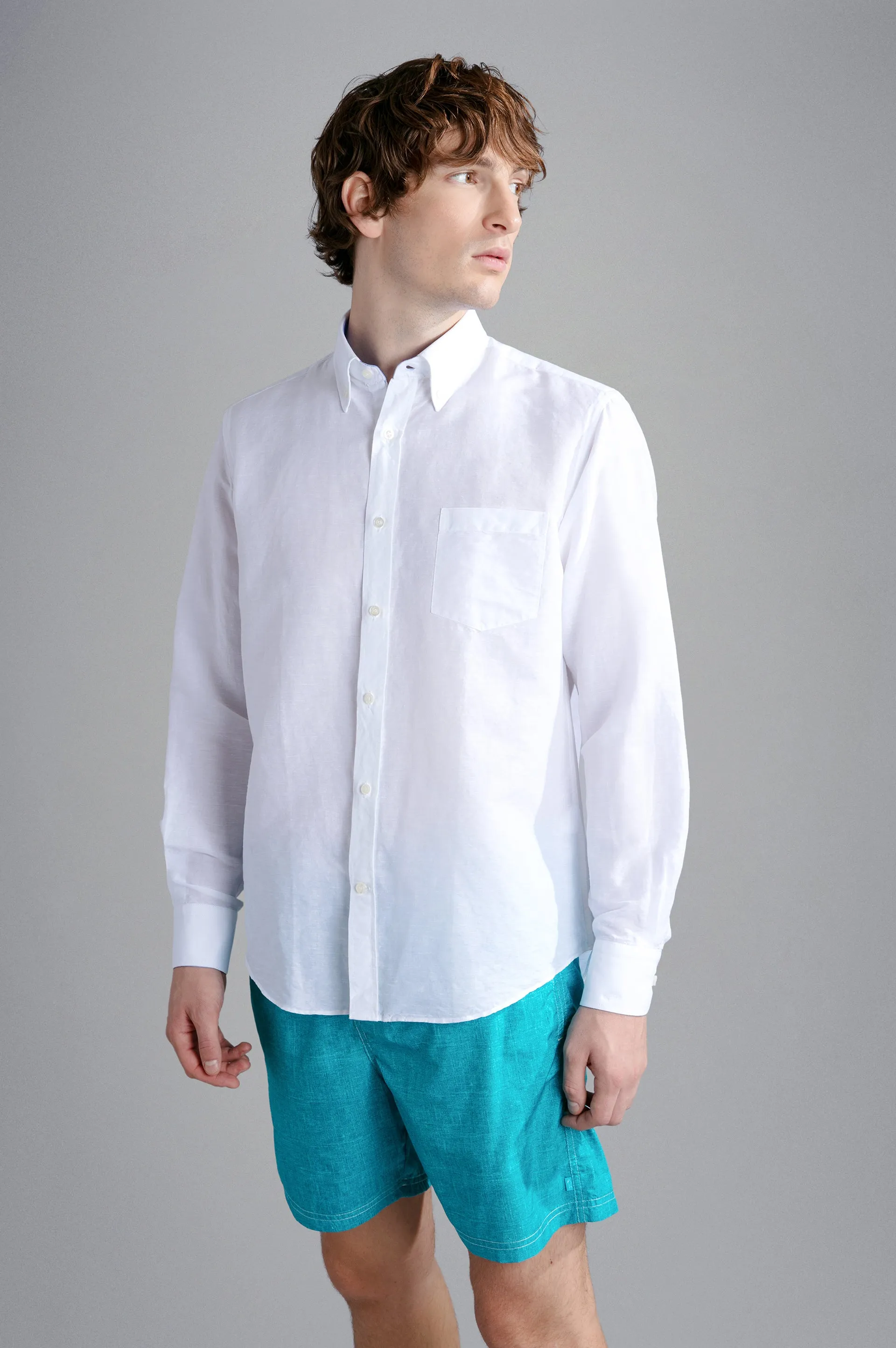 Paul & Shark Linen and Cotton Shirt | White