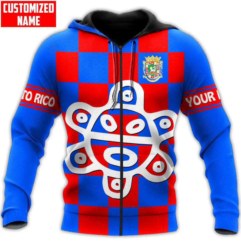 Personalized Puerto Rico Sun Red Caro Taino 3D Full Printed Unisex Sweatshirt Hoodie Shirts