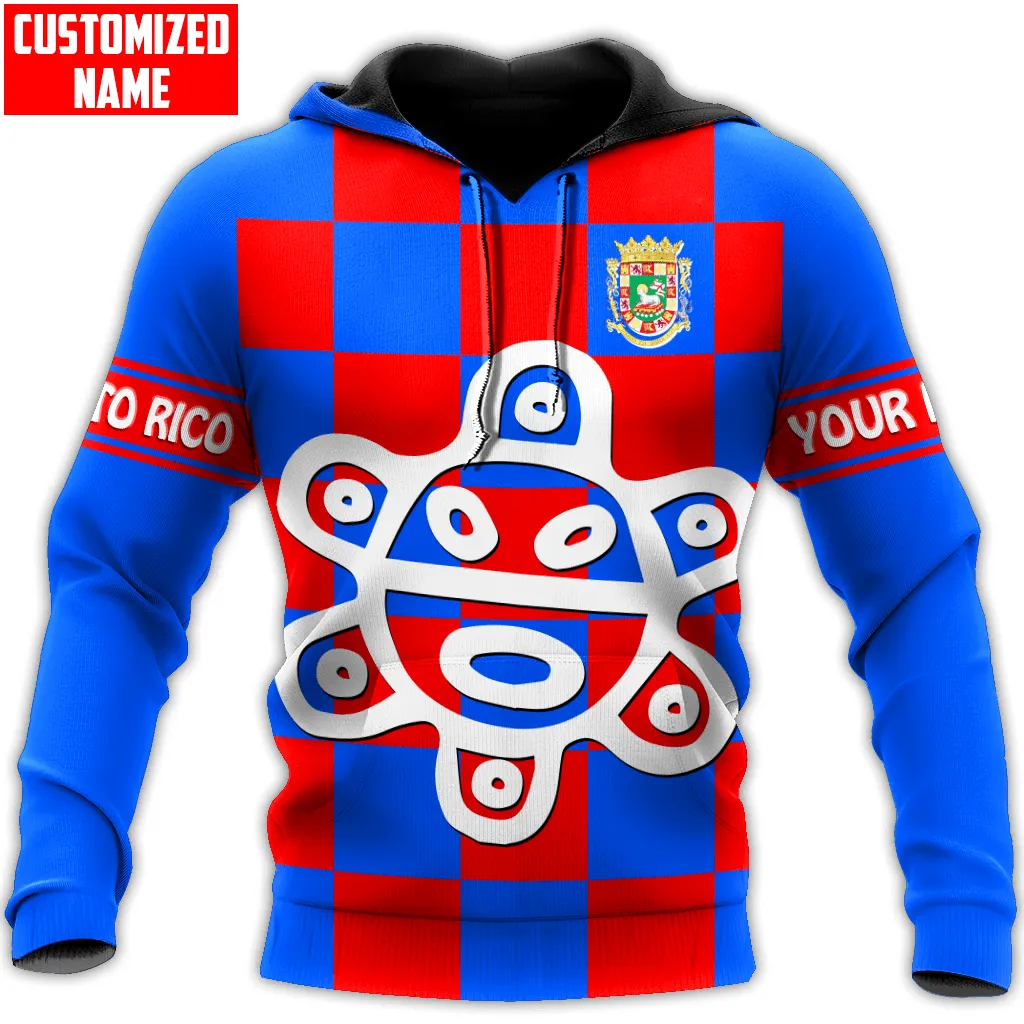 Personalized Puerto Rico Sun Red Caro Taino 3D Full Printed Unisex Sweatshirt Hoodie Shirts