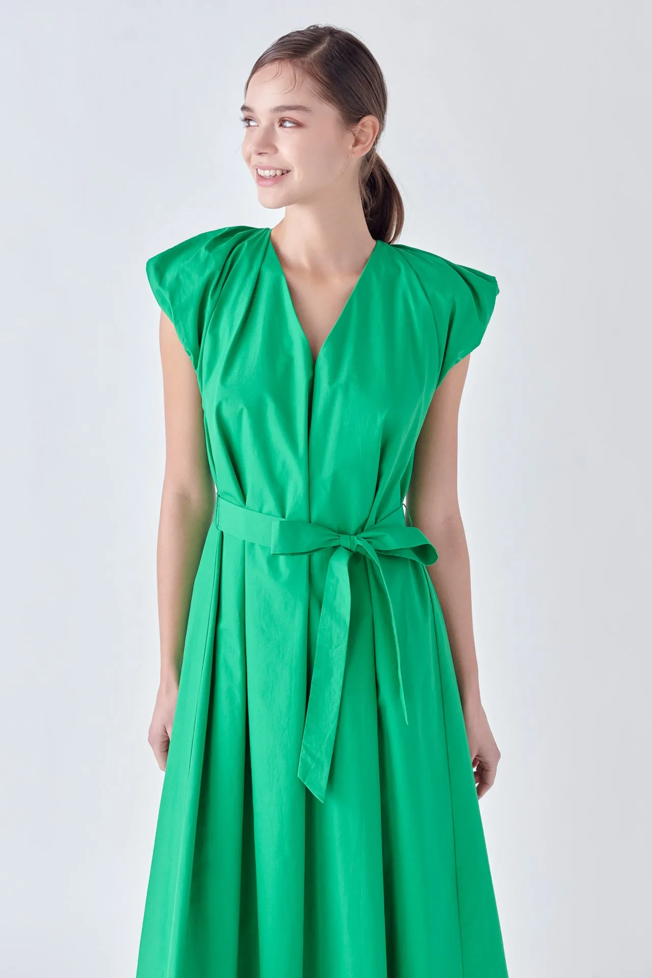 Puffy Sleeve Midi Dress
