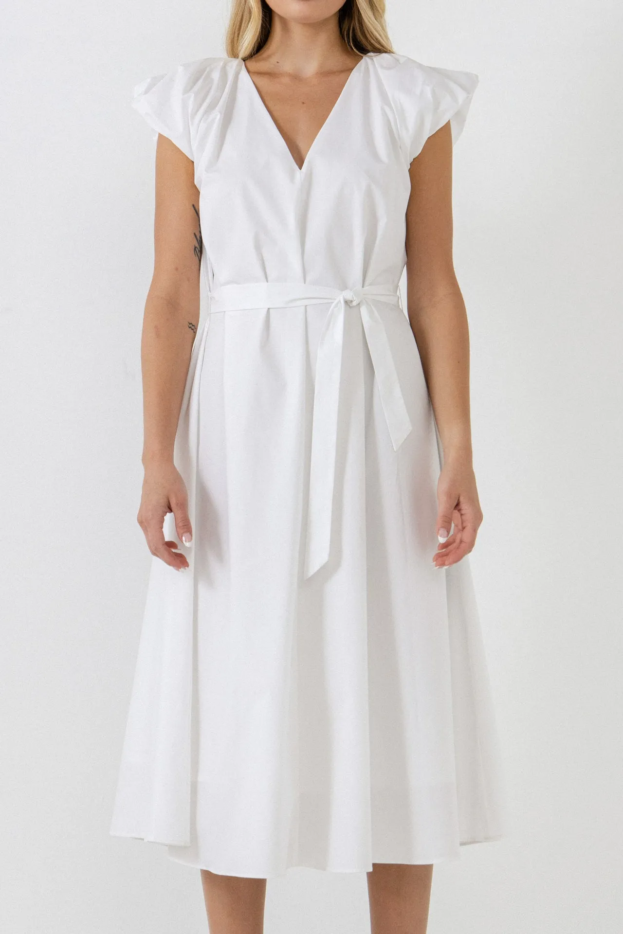 Puffy Sleeve Midi Dress