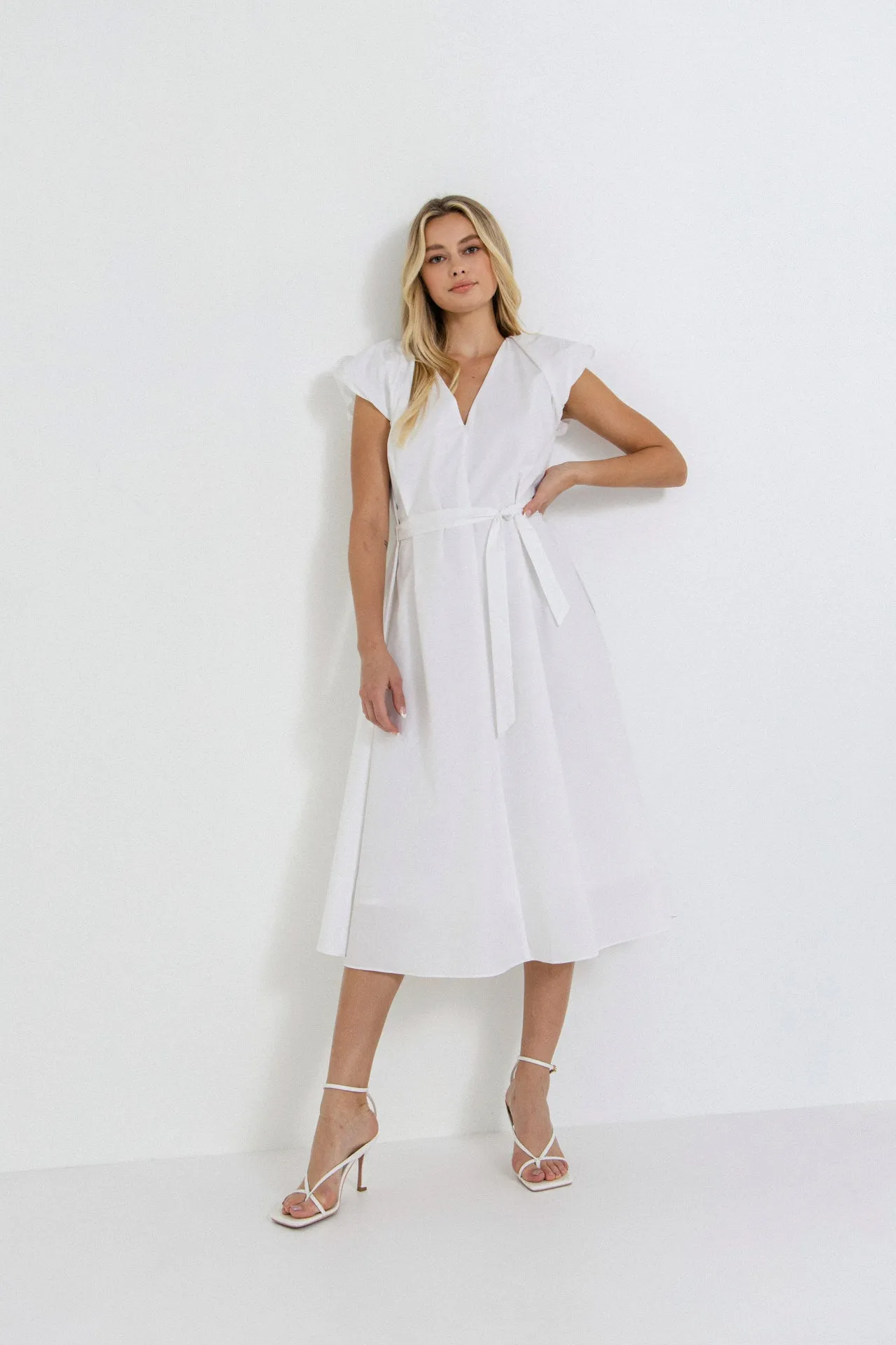 Puffy Sleeve Midi Dress