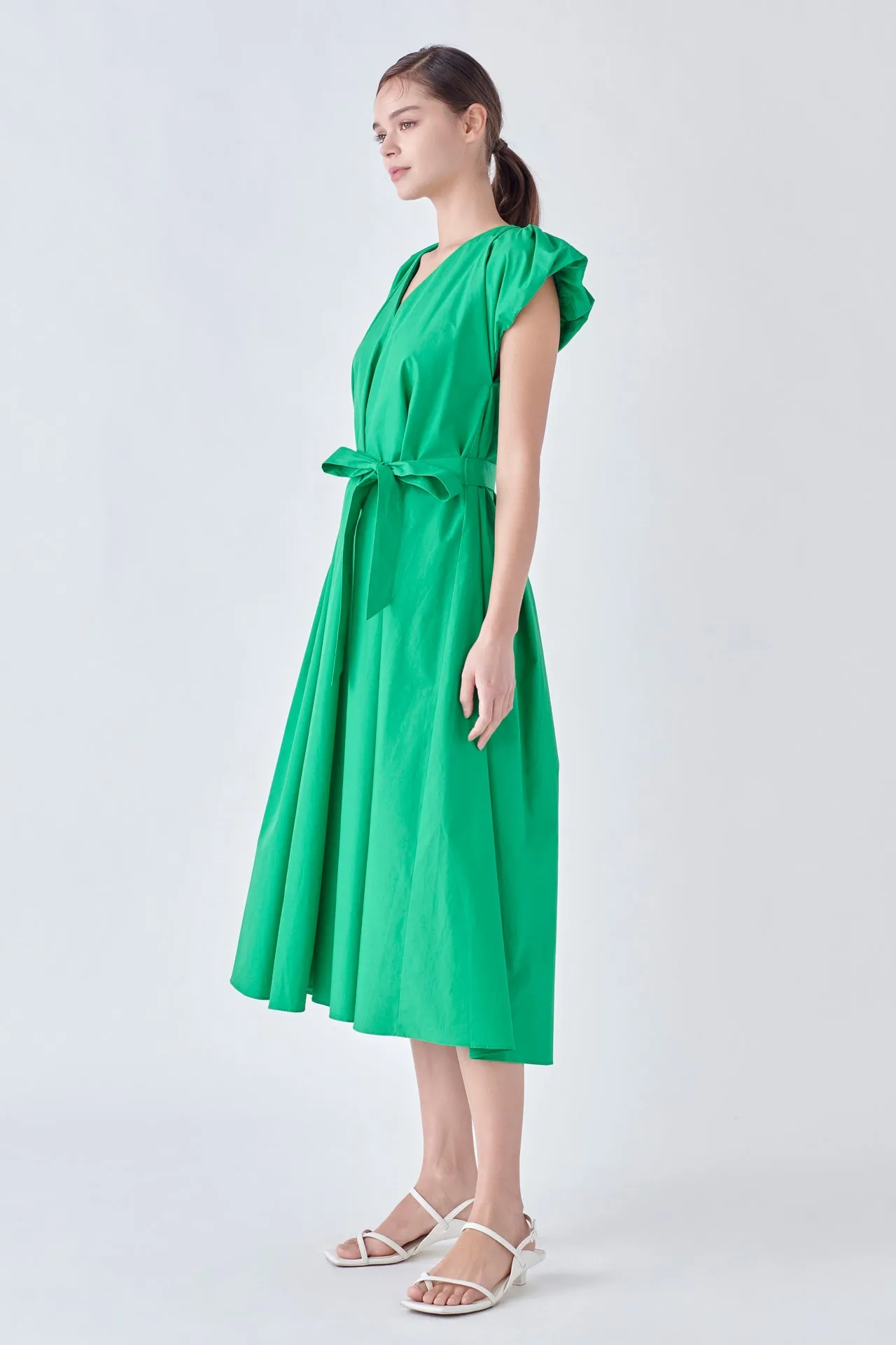 Puffy Sleeve Midi Dress