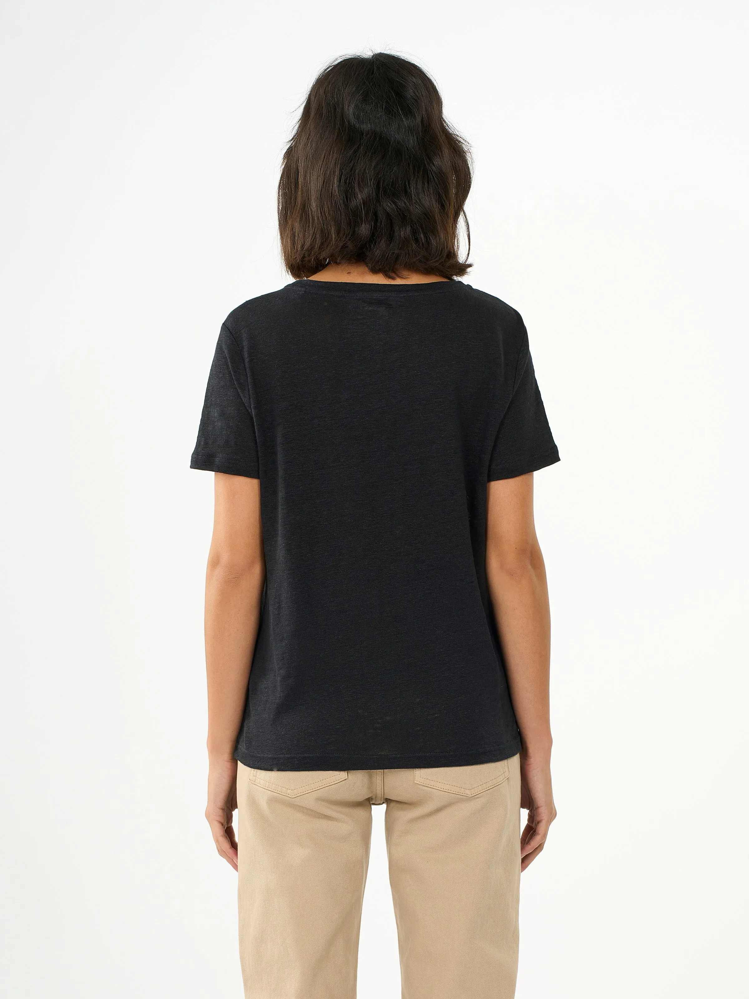 Reg linen t-shirt - Black Jet