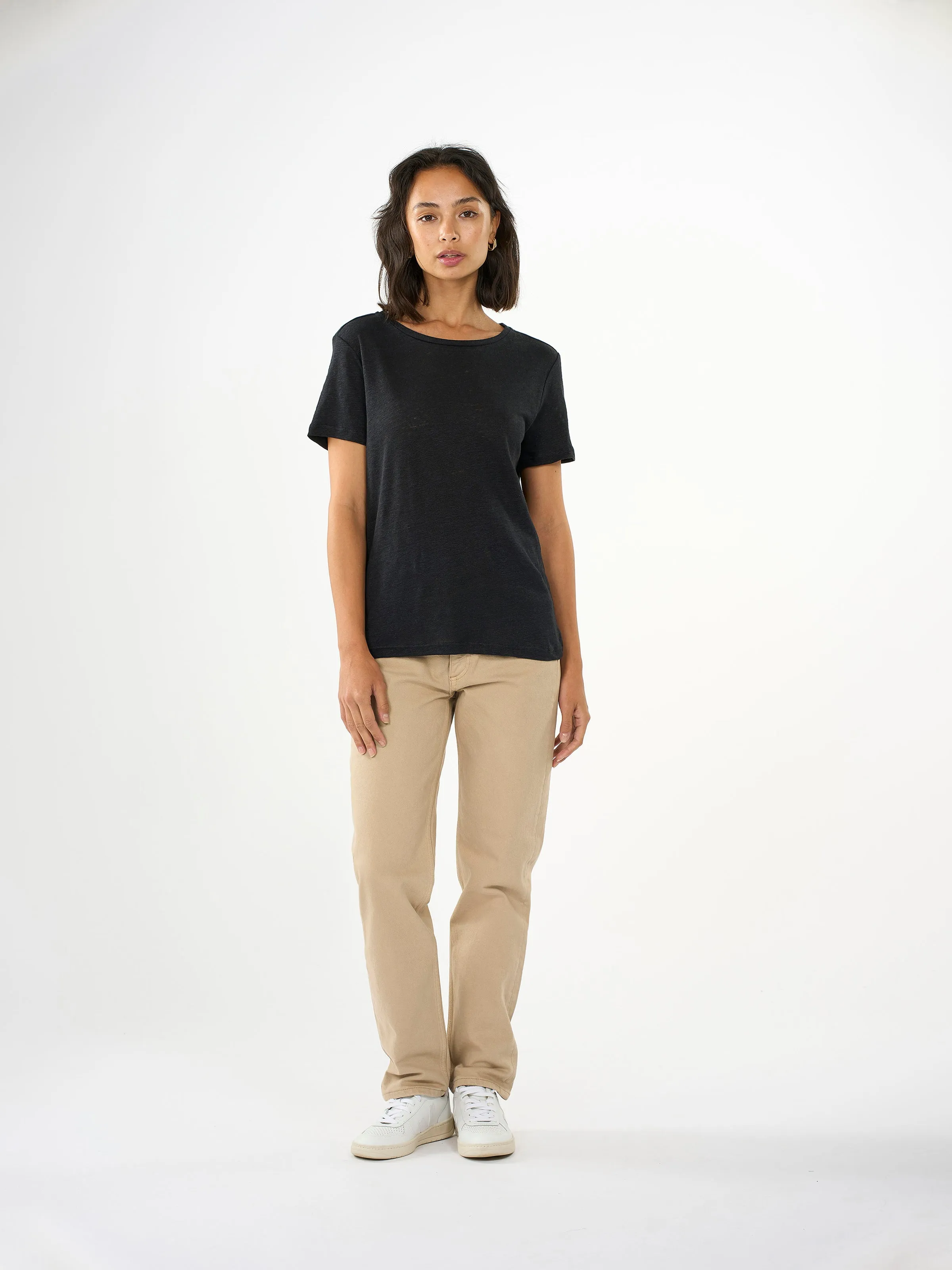 Reg linen t-shirt - Black Jet