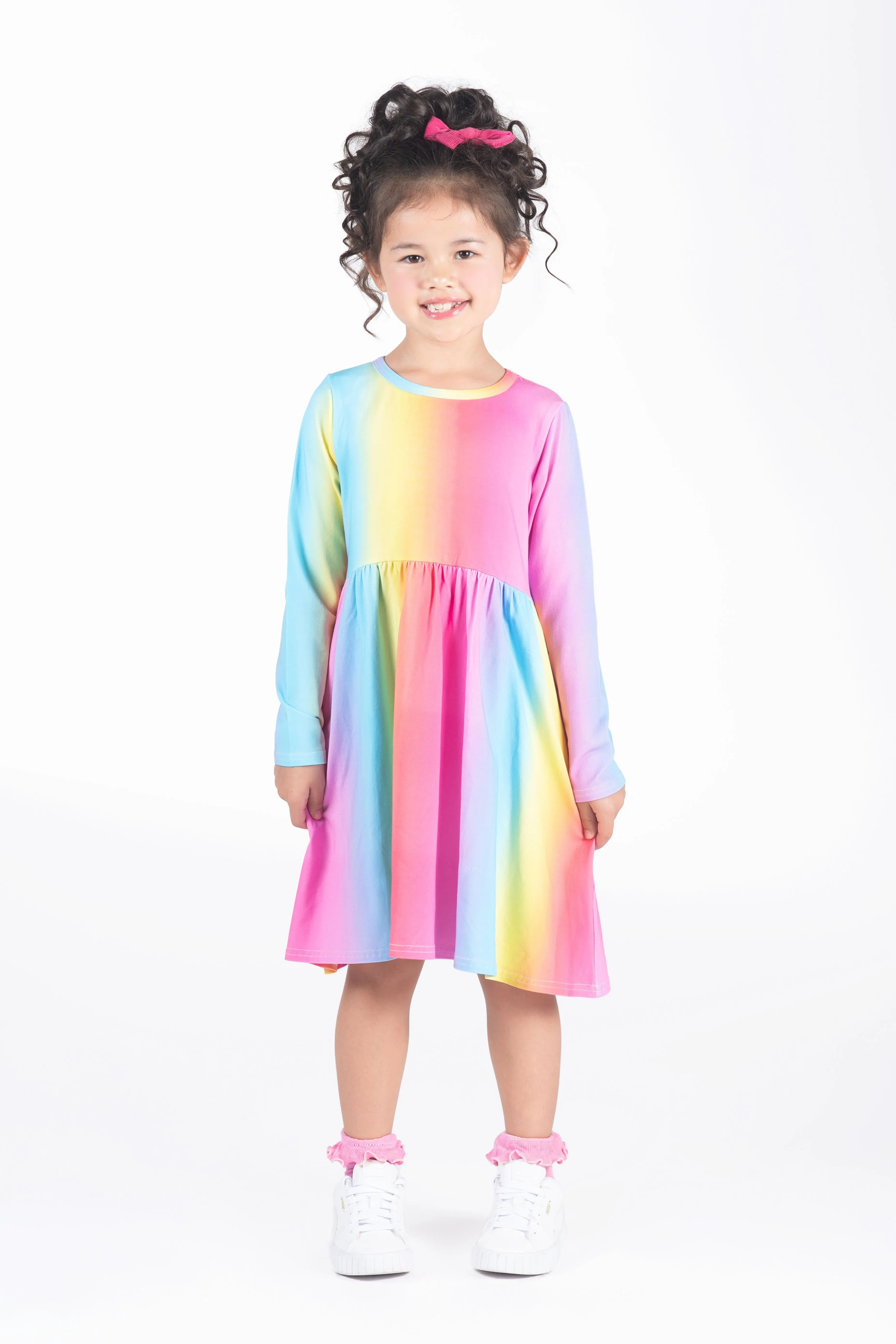 ROCK YOUR KID RAINBOW LONG SLEEVE DRESS