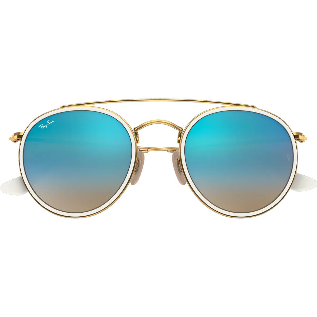 Round Double Bridge - Polished Gold/Blue Flash