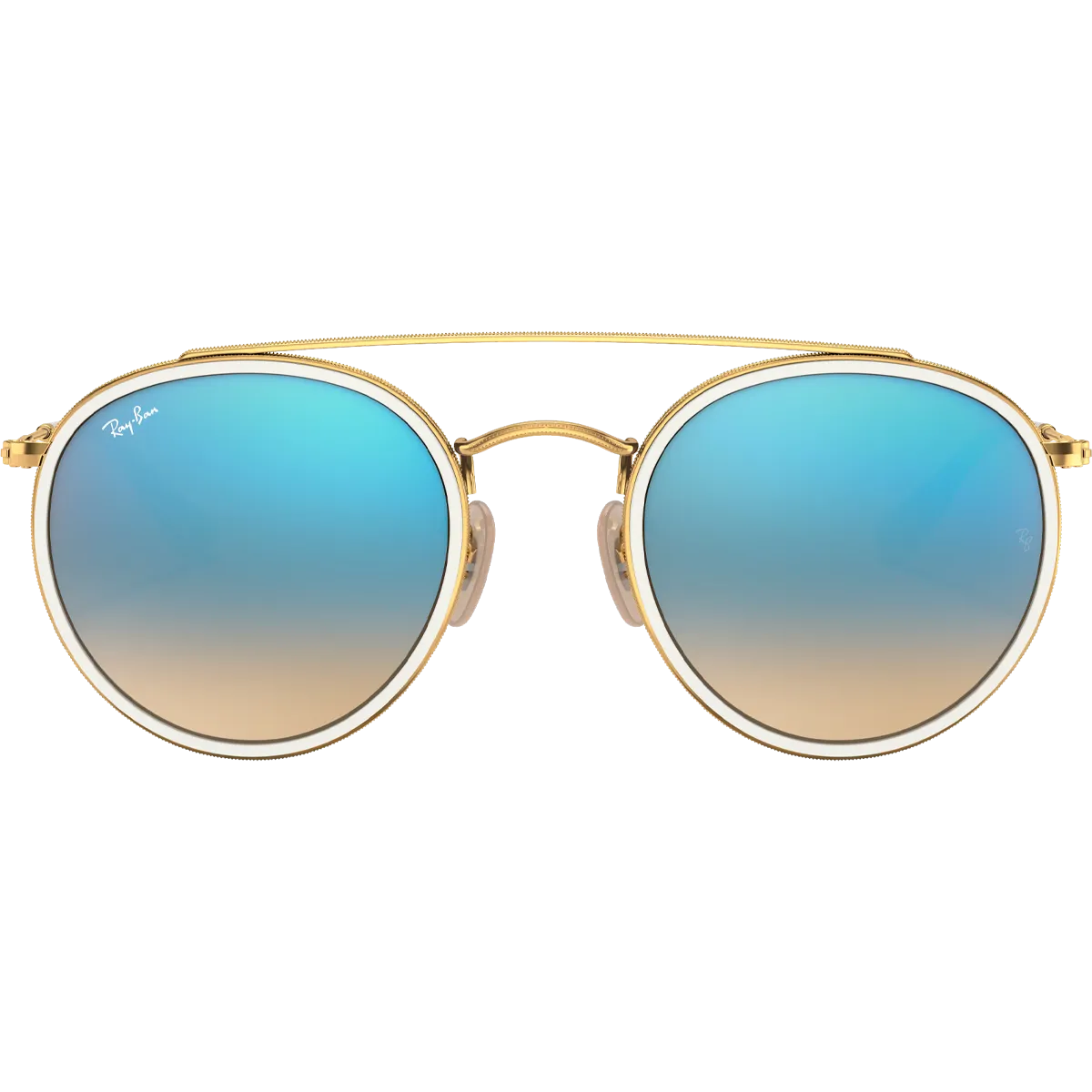 Round Double Bridge - Polished Gold/Blue Flash