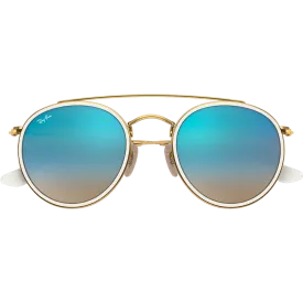 Round Double Bridge - Polished Gold/Blue Flash