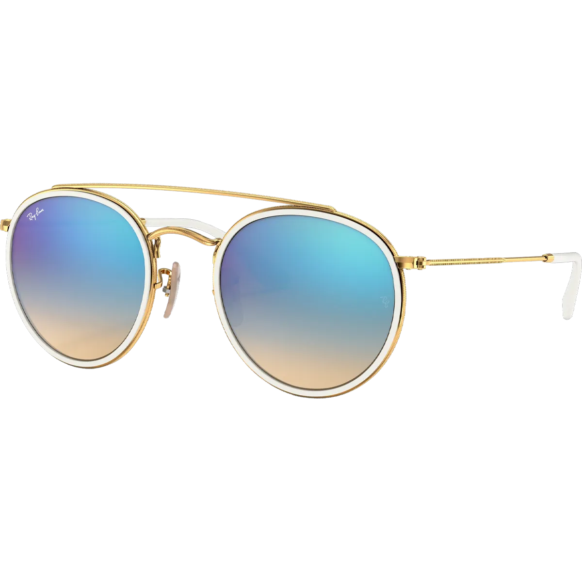 Round Double Bridge - Polished Gold/Blue Flash